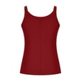 thumbnail image 5 of Wyobmus Womens Casual Tank Tops form Fitting Sleeveless Scoop Neck Tops Ribbed Knit Summer Spaghetti Straps Basic Cami Shirts S-5X A-Red, 5 of 6