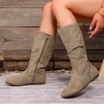 thumbnail image 7 of Women’s Plus Size Round Toe Side Zipper Mid Calf Boots, Low Heel Comfort Mid Shaft Boots, Versatile Casual Winter Boots for Wide Feet Women Khaki 6, 7 of 7