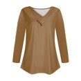 thumbnail image 5 of Black and Friday Clothing Sales Idoravan Long Sleeve Shirts for Women Winter Women's Long Sleeve Summer V Neck Sexy Casual Tops Regular Blouse Tops Khaki L, 5 of 5