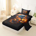 thumbnail image 2 of Homewish Horror Glowing Skull Twin Sheets,Skeleton Halloween Bedding,Orange Black,3-Piece,1 Fitted Sheet and 1 Pillowcase, 2 of 6