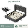 thumbnail image 4 of Breltam Queen Size Bed Frame with 4 Storage Drawers, Wingback Tufted Headboard, LED Lights, Dark Grey Velvet Upholstered Platform Bed, No Box Spring Needed, 4 of 9