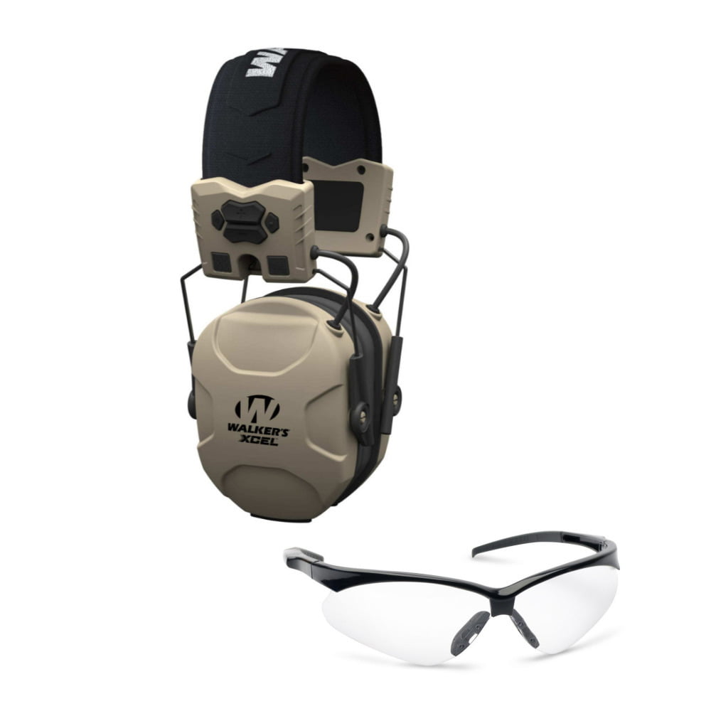 Walker/'s Xcel 100 Digital Electronic Muff Ear Protection with Voice Clarity  Tan