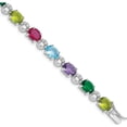 thumbnail image 1 of Sterling Silver Rhodium-Plated 7Inch Multicolor Cz Bracelet (7 X 7) Made In Thailand qx691cz, 1 of 5