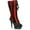 Black/Red, variant on 609-RAVEN-L, 6" Lace Knee High Boot