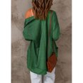 thumbnail image 4 of Cárdigan suéter hombro caído manga larga bolsillo color puro casual suéter chaqueta para mujer verde XXL, 4 of 6
