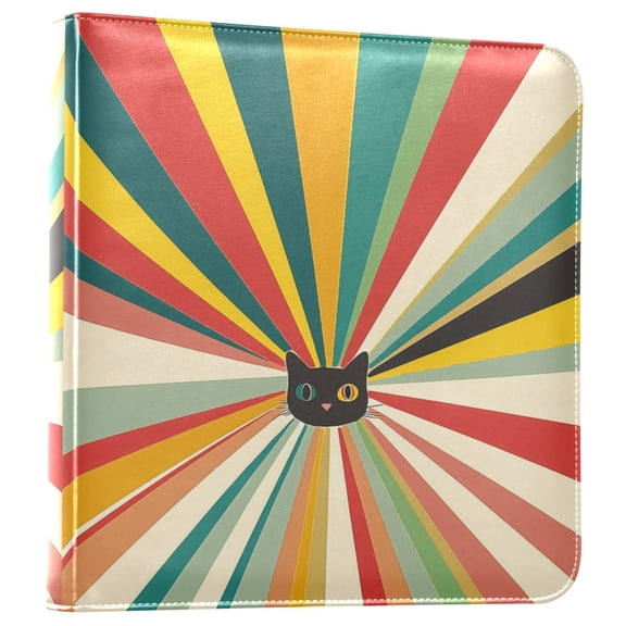 FORMRS 3 Ring Photo Album 4"x6" Self Adhesive Large Capacity PU Leather Cover, Colorful Cat