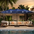 thumbnail image 6 of KAMEROUT 15ft Double Sided Patio Umbrella with Base & Lights, Large Outdoor Umbrella for Poolside, Market, Navy Blue, 6 of 16