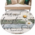 thumbnail image 2 of White Green Blue Large Round Rug 8 FT, Non Slip Living Room Area Carpet, Vintage Wooden Rustic White Daisy Floral Washable Soft Circle Rug Non-Shedding Floor Carpet for Bedroom Office Dining Room, 2 of 9