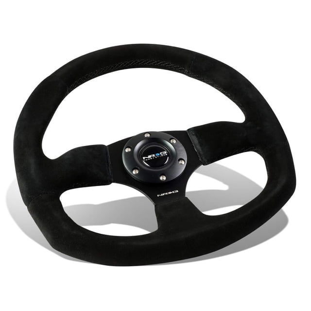 Nrg Innovations Rst-009S Volant en Cuir Suédé Style Course avec Couture Noire