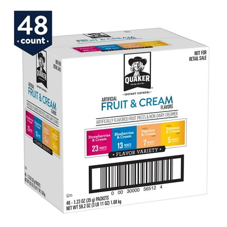 Quaker Instant Oatmeal, Fruit & Cream Variety Pack, 48