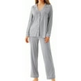 thumbnail image 4 of MecTo Women Pajamas Sets, Lady Long-Sleeved Shirt PJ, Grey, 2 piece, Size M, 4 of 9