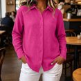 thumbnail image 2 of ThriftyPlait Button Up Shirt For Women Casual Cotton Textured Long Sleeve Tunic Tops Trendy Loose Fit Comfy Vacation Daily Wear Tops, 2 of 7