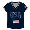 thumbnail image 3 of MEICHEN Patriotic Grphic Tee Top for Women 250th Anniversary America Flag Print V Neck T Shirt 1776-2026 Summer Short Sleeved Blouse, 3 of 4