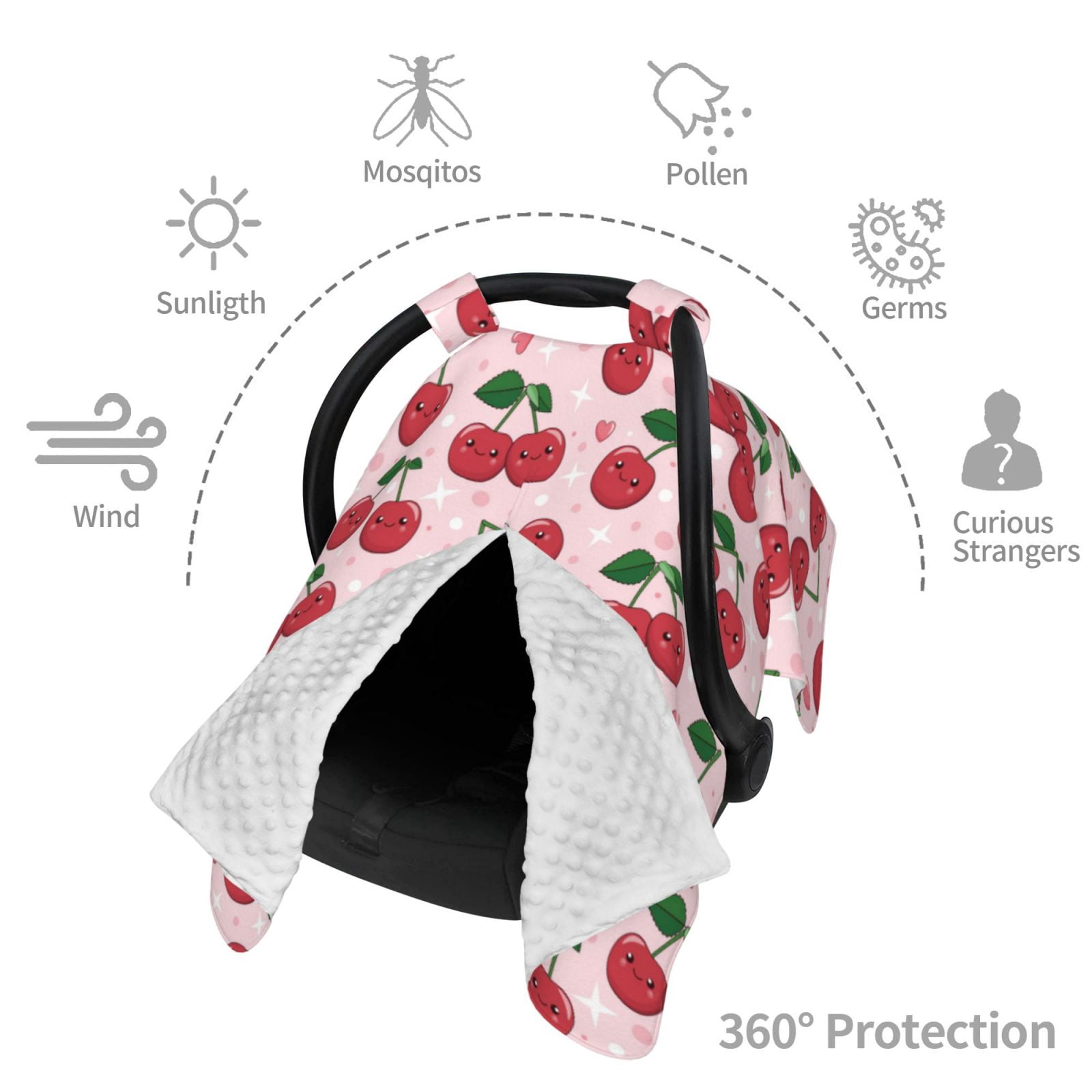 Car Seat Cover Baby - Cute Berry Star Pink Breathable Infant Car Seat Cover for Baby Carseat, Lightweight Comfort Baby Essentials Must Haves Newborn Stuff for Girl Boy