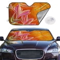 thumbnail image 3 of Lsque Orange Flower Psychedelic Car Windshield Sun Shade | Accordion Folding Style Auto Shade for Car Truck SUV Van | Blocks UV Rays Sun Visor Protector | Medium, 3 of 7
