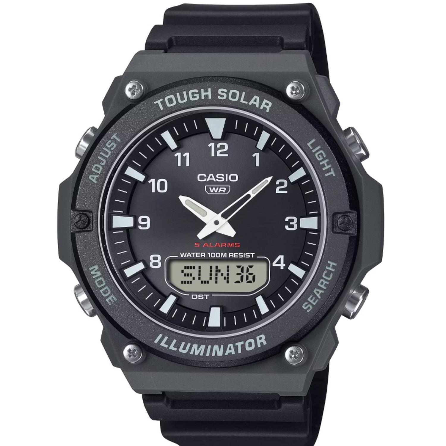 Casio Men's Black Solar Powered Analog-Digital 100mm Casual Watch AQS820W-1AV