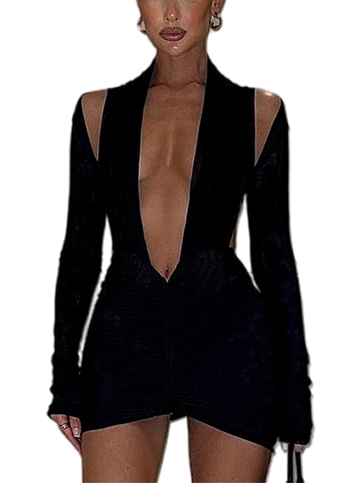 Deep V Neck Mini Dress