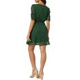 thumbnail image 3 of INSPIRE CHIC Women's Round Neck Ruched Sleeve Metallic Shiny Stars Dress Dark Green M, 3 of 5