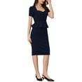 thumbnail image 4 of Allegra K Women's Sweetheart Neck Ruffle Trim Short Sleeve  Retro Sheath Midi Dress, 4 of 5