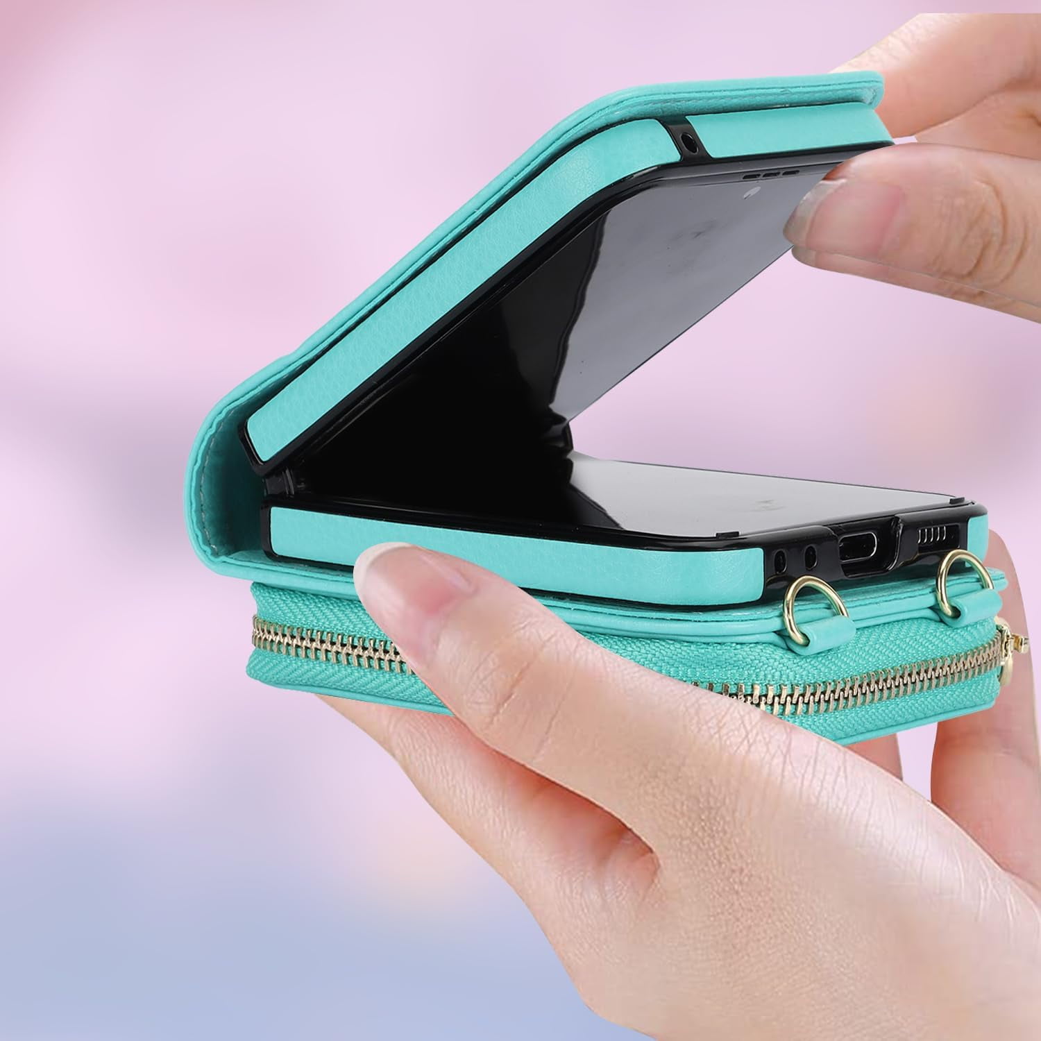 for Motorola Moto Razr+ 2023 Wallet Case with RFID Blocking, Moto Razr Plus Phone Case Crossbody Strap Card Holder Women Girls PU Leather Motorola Razr+ 2023 Wallet Phone Case Green