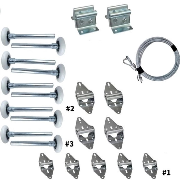 Premium Garage Door Roller/Hinge/Top Bracket/Wire Rope Kit for 7' Height Doors
