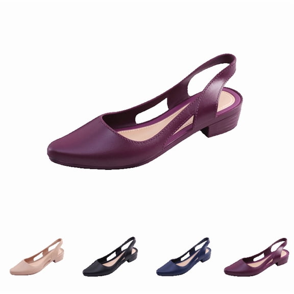 LTTVQM Slingback Heels for Women Chunky Low Heel Pointed Toe Non-Slip Cushion Comfortable Work Shoes Fashion Casual Office Dress Shoes Purple 36(US-5.5)