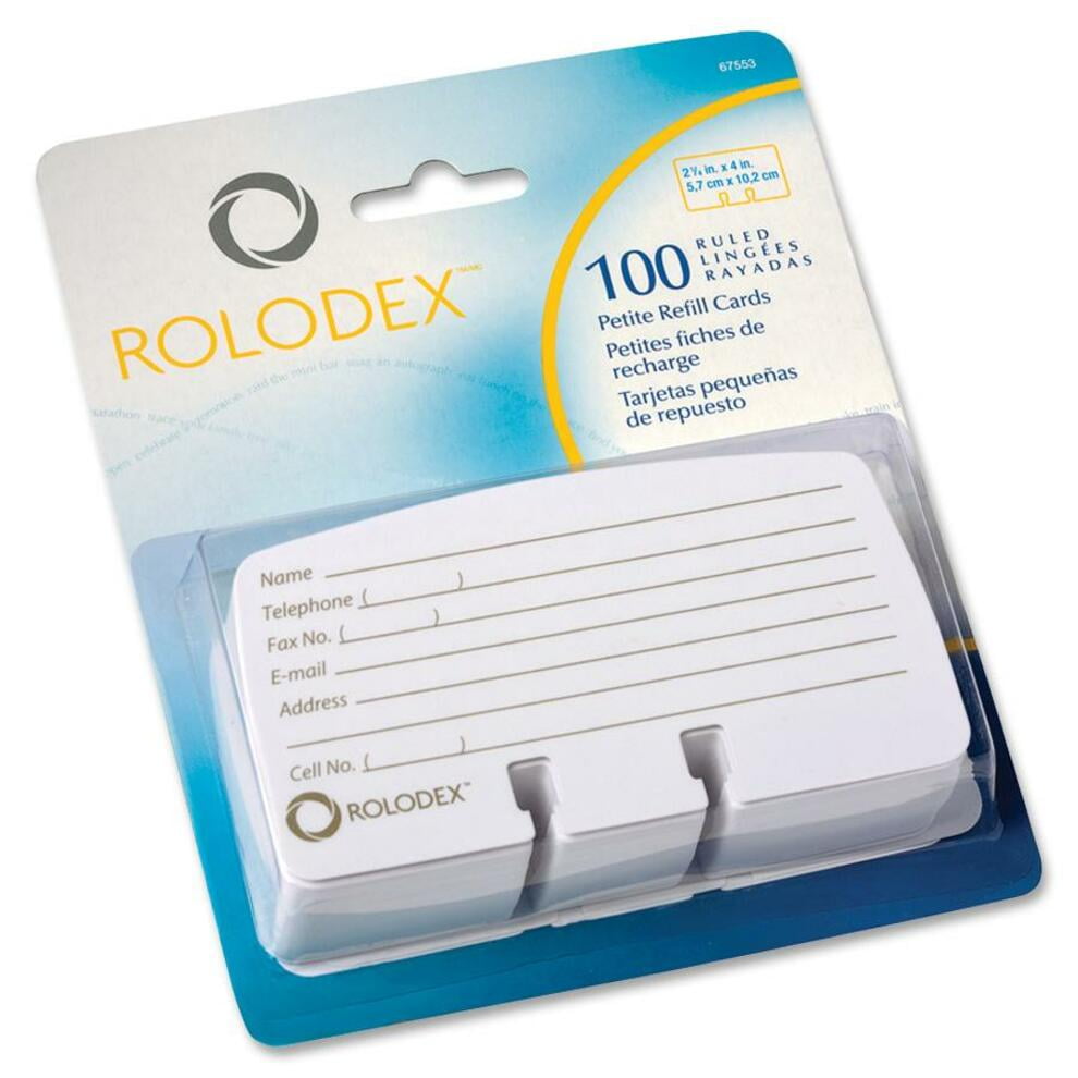 2-1/4 x 4 Inches Rotary File Card Refills , 67558 Rolodex - Unruled, White 2-Pack of 100 