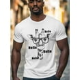 thumbnail image 2 of Giraffe Men's T Shirts Eyes Hello T-Shirt for Men Animal Sketch Crew Neck Tees Cotton Tops, White, XL, 2 of 7