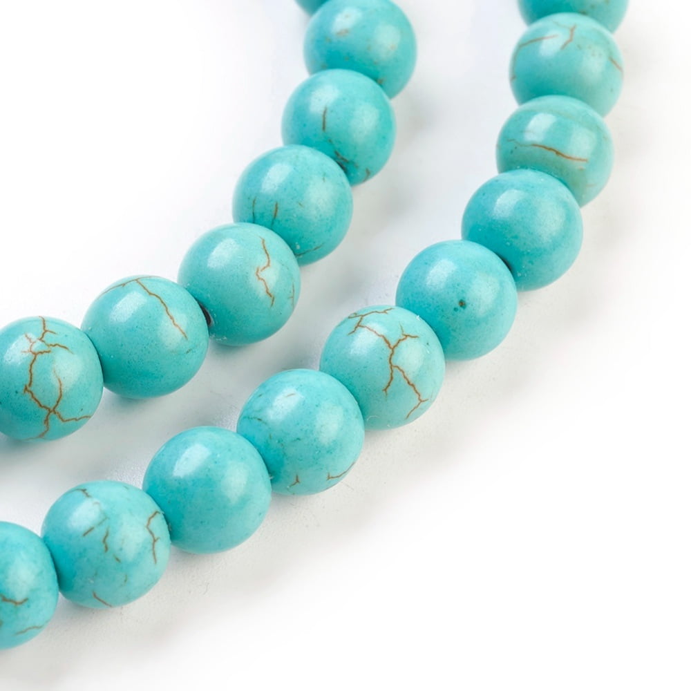 Turquoise Beads Strands Dyed Round Light Sea Green 6mm Hole: 1.2mm 67pcs/strand 15.75 inch