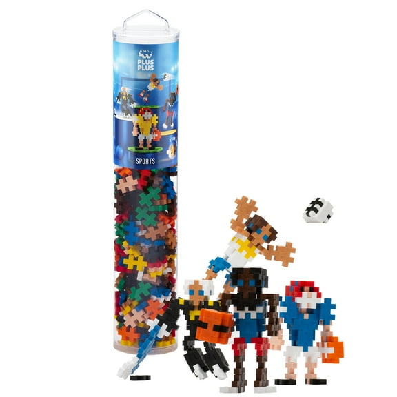 Plus-Plus: Instructed Play Tube - Sports - 240 Piece - Create 4 Players, Construction Building STEM Toy, Interlocking Mini Puzzle Blocks, Kids Ages 5 