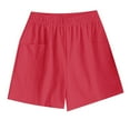 thumbnail image 5 of Women Shorts Casual Summer Solid Wide Leg Mid Thigh Shorts with Pocket Casual Beach Shorts Breathable Lightweight Home Wear Bermuda Shorts Women Red XXL, 5 of 5