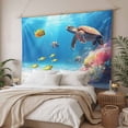 thumbnail image 3 of Sea Turtle Coastal Tapestry for Bedroom Wall Hanging Tapestry, Summer Beach Coral Ocean Fishes Ceiling Backdrop Tapestries Poster Blanket Wall Decor for Teens Room Living Room Dorm 59" x 90", 3 of 8