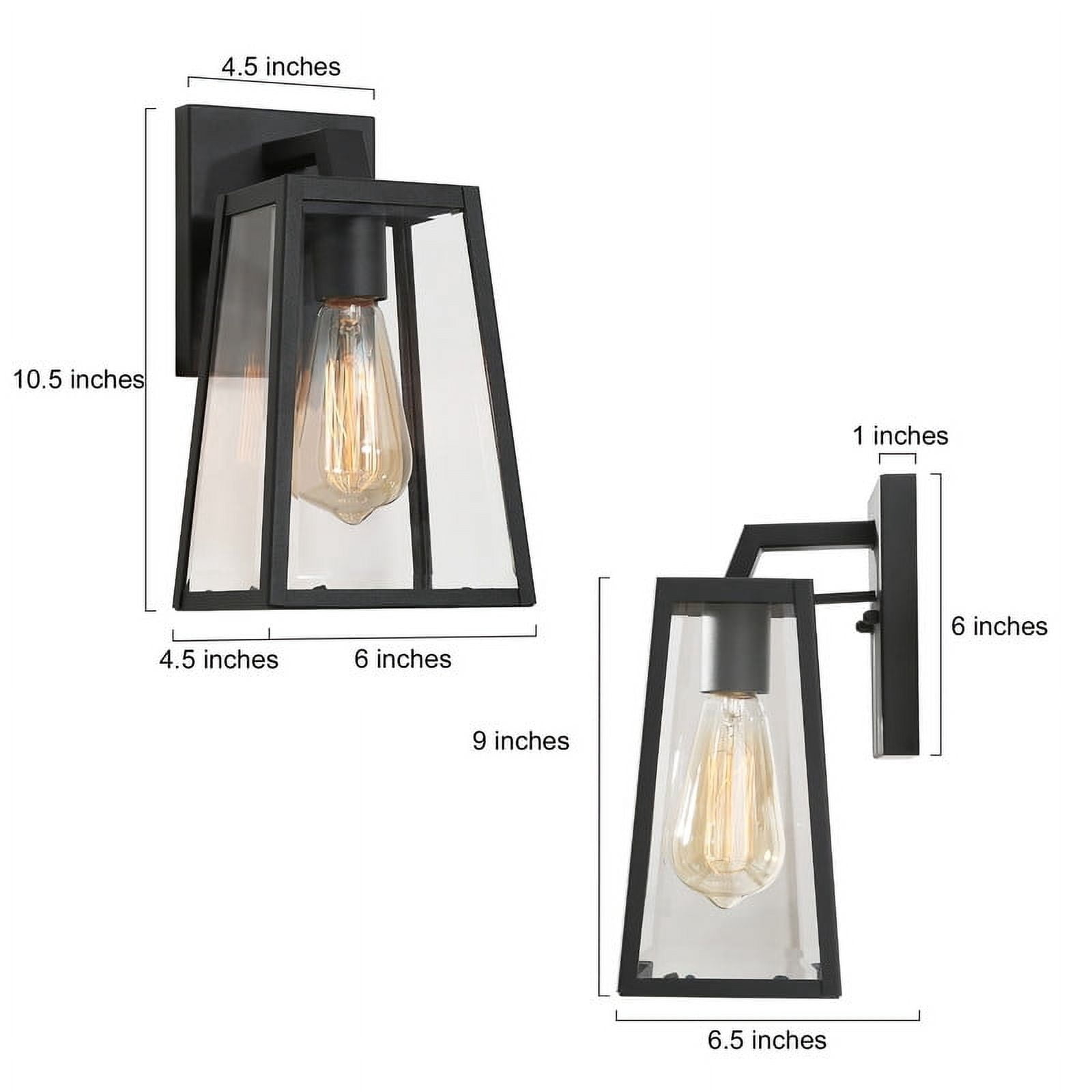LNC Black Outdoor Trapezoid Wall Sconce with Clear Glass, Wet-Rated Porch & Garage Light