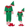 Four Pieces Christmas Family Cosplay Dress Elf Costume for Parents and