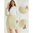 thumbnail image 2 of DARING DIVA Women's Business Knee Length High Waist Bodycon Suit Skirt M Light Khaki, 2 of 6