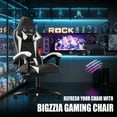thumbnail image 3 of Bigzzia Gaming Chair Office Chair, Ergonomic Game Chair with Height Adjustable Headrest and Lumbar Support for Adults Teens, Black & White, 3 of 9