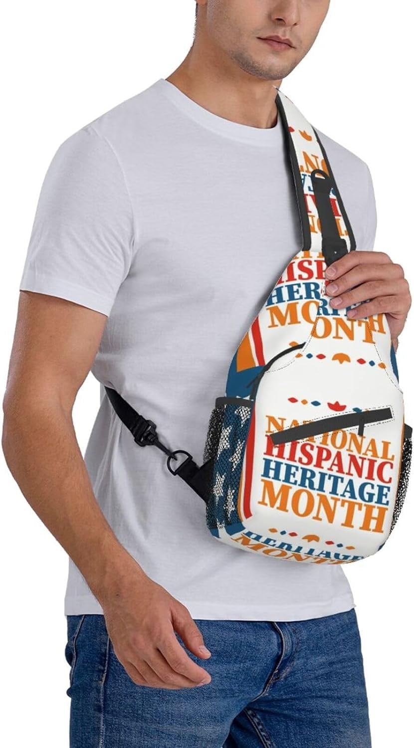 Mes Nacional De La Herencia Hispana Hispanic Heritage Month Sling Bag Crossbody Hiking Travel Chest Bags Backpack Shoulder Daypack for Women Men