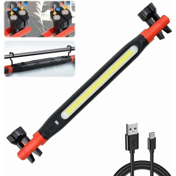 Magnetic Work Light Bar 2026 Upgraded | Rechargeable LED Light with Battery | IP55 Weather-Resistant Under Hood Light with Magnetic Base | Hooks & Clamp for Car Repair,Garage,Emergency,Power Outage