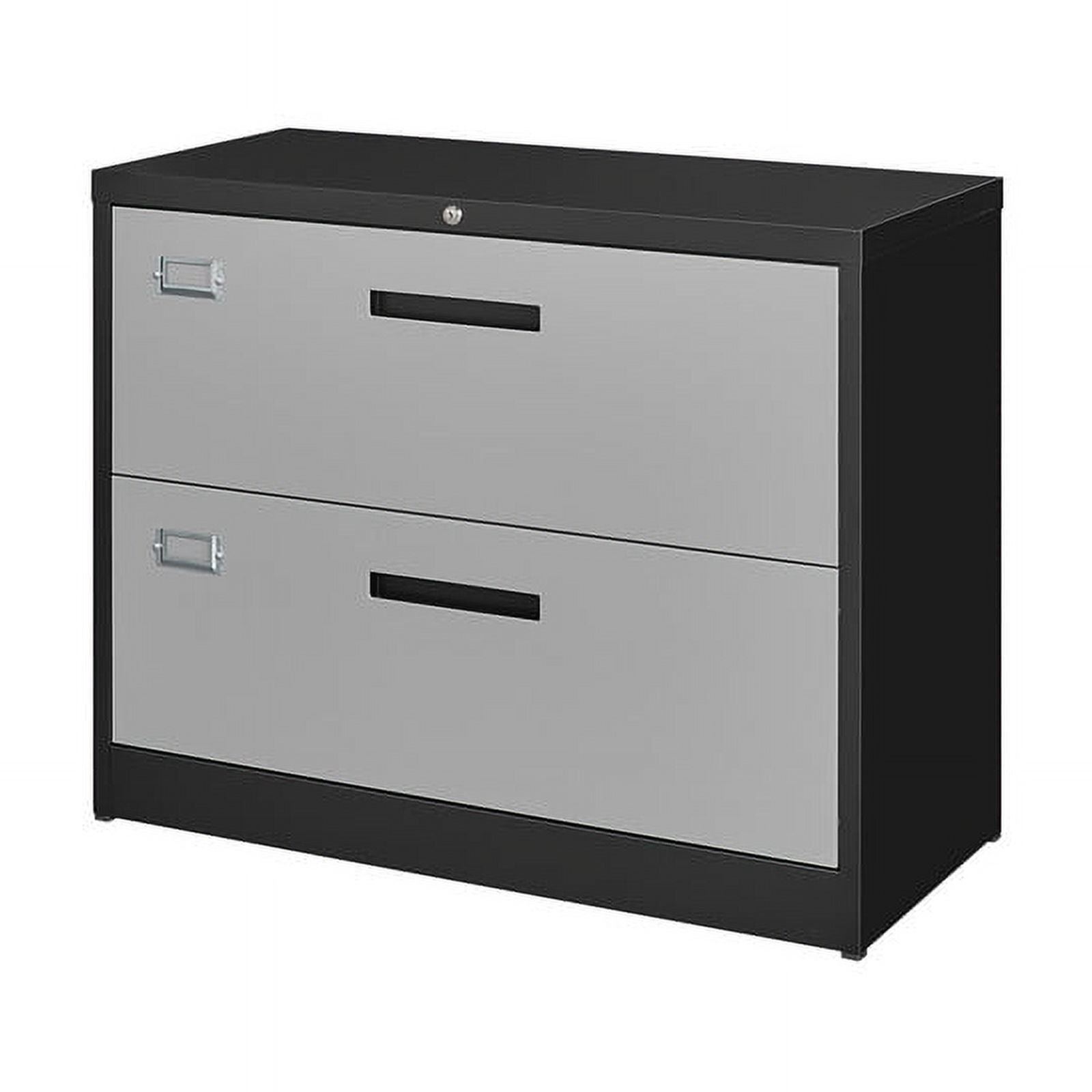 MIIIKO 2 Drawer Lateral File Cabinet with Lock, 35.4" Wide Metal Filing Cabinet, Office Legal Letter File Storage