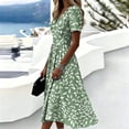thumbnail image 5 of Sundresses for Women Wrap Tummy Control A-Line Midi V-Neck Short Sleeve Dress Casual Summer Beach Vacation Dress, 5 of 7