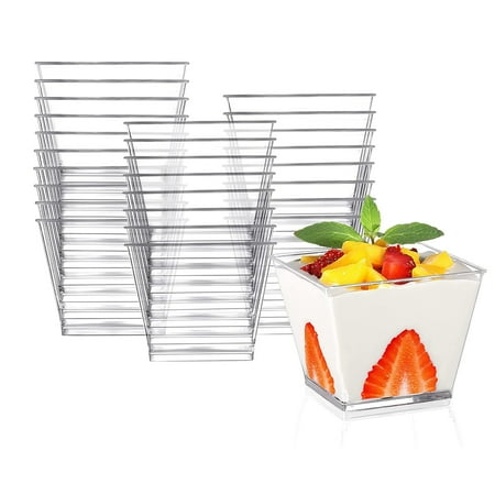 

200 Pack Square Clear Plastic Dessert Cups Small Tumbler Cups Great for Desserts Appetizers Puddings Mousse and More