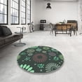 thumbnail image 3 of Ahgly Company Indoor Square Patterned Dark Coffee Brown Area Rugs, 8' Square, 3 of 6