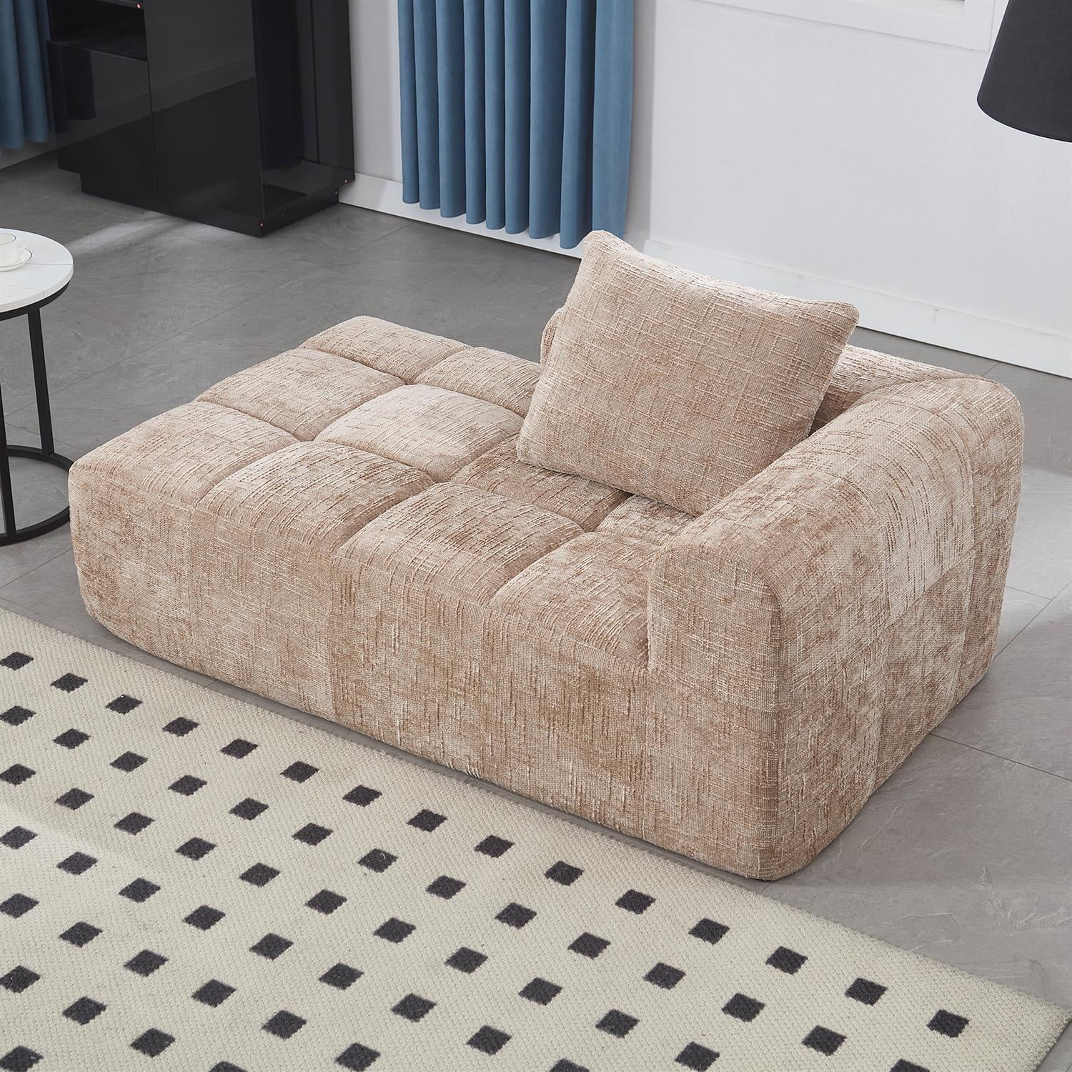 Demi Bonn 62" Plush Chenille Loveseat Sofa, Modular Sleeper for Living Room, Bedroom, Apartment Lounge, Stylish & Comfortable Couch, Beige