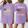 thumbnail image 2 of 250th Anniversary United States Flag Print T Shirt Loose Fit Short Sleeve Crewneck Top for Women Men 1776 2026 Semi Centennial Tee Purple 2XL, 2 of 5