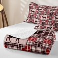 thumbnail image 4 of Manfei Farmhouse Deer Twin Quilt Set, Folk Buffalo Plaid Twin Coverlet Set, Tan White, Black Reversible, 2 Pieces, 1 Bedspread and 1 Pillowcase, 4 of 7