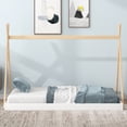 thumbnail image 2 of Twin Floor Bed with Triangle Structure, Solid Wood Montessori Bed Frame without Slats, Twin Size Tent Bed for Boys Girls Teens, Can Be Decorated, White+Natural, 2 of 7