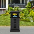 thumbnail image 2 of YIYIBYUS Outdoor Trash Can Modern Black Freestanding Commercial Garbage Bin with Dual-Sided Open Design for Patios, Parks, Lobbies, Malls, 2 of 19