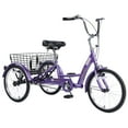 thumbnail image 3 of Harper & Bright Designs Adult Tricycles, 3 Wheel Bikes 1 Speed, 26 Inch Wheels W/Installation Tools with Low Step-Through, Large Basket, Tricycle for Adults, Women, Men, Purple, 3 of 5