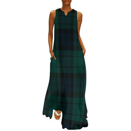Black Watch tartan Long Dress Summer dresses for women birthday dress for women luxury 2024 beach outfits for women