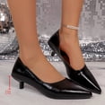 thumbnail image 5 of Samdudou Pumps for Women Closed Toe Pointed Toe Kitten Heel V-Cut Vamp Slip On Dress Shoes Classic Office Wedding Evening Party Footwear, 5 of 9